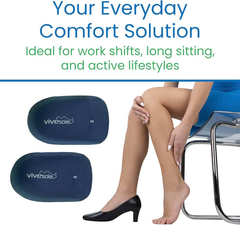 Gel Heel Cups for Heel Pain Relief (Pair), Shock Absorbing Inserts for Flat Feet & Plantar Fasciitis, Medium
