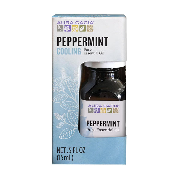 Aura Cacia 100% Pure Peppermint Essential Oil, Therapeutic Grade, 15 ml in Box, Mentha piperita