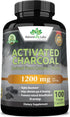 Activated Charcoal Capsules - 1,200 mg Vegan Supplement for Gas & Bloating, Natural Detox from Coconut Shells - 100