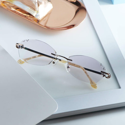 LifeArt Blue Light Blocking Glasses, Computer Reading Glasses, Anti Blue Rays, Stylish Rimless Frame Tinted Lens (+2.50