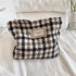 Travel Checkered Makeup Bag, Corduroy Cosmetic Zipper Pouch for Women, Cute Gift (Houndstooth)