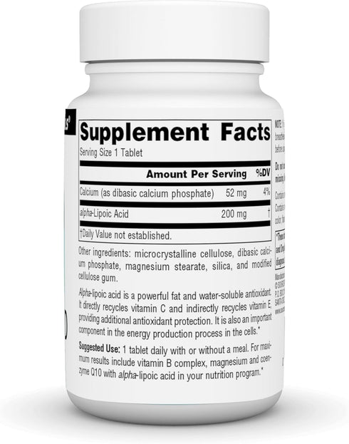 Source Naturals Alpha Lipoic Acid, Antioxidant Protection*, 200 mg - 60 Tablets