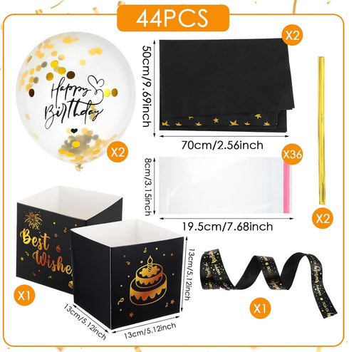 Telooco Set Birthday Money Pull Box, Funny Money Balloon Box for Cash Gift Birthday Happy Birthday Surprise Gifts