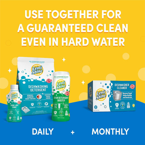 Lemi Shine Dish Detergent Booster, Multi-Use Hard Water Stain Remover, Citric Acid Cleaner (10 oz, 8 pack)