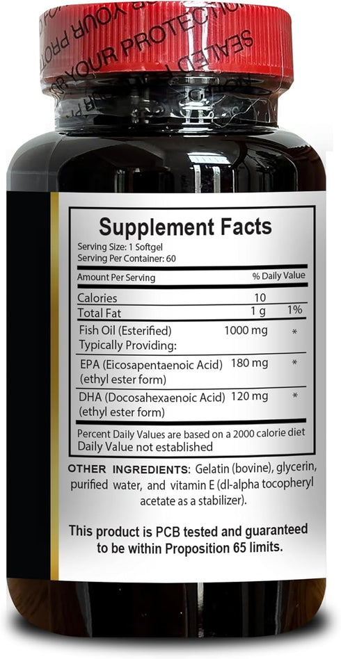 Omega-3 1000mg 1 Alaskan Salmon Fish Oil Softgels with High EPA DHA, Sustainably Harvested, No Artificial Additives, No