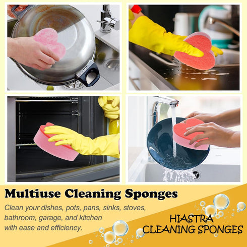 Heart Shaped Non-Scratch Scrub Sponge, Dual-Sided Kitchen Sponge and Scrubber, 20 Pcs for Household Cleaning.