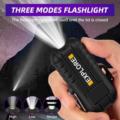 LcFun Arc Lighter, Waterproof Electric USB Type C Rechargeable, Dual Arc Plasma Flameless Lighter