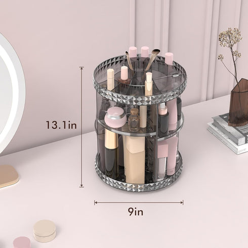 Rotating Makeup Organizer 360° - Adjustable Layer Cosmetic Storage Lazy Susan for Dresser Bathroom, Medium, Gray