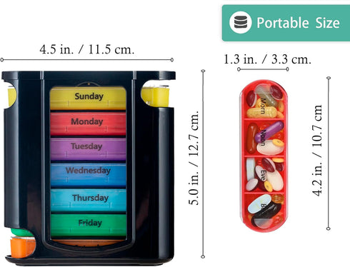 WHZHAOCAI (7-Day) 4 Drawer Pill Case, Weekly Medicine Planner, Vitamin Organizer, Times a Day,Travel Medicine Pill