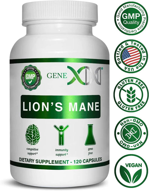 Genex Formulas Lions Mane Supplement - 100% Lions Mane Extract Nootropics Brain Support (120 Capsules)