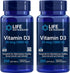 Life Extension Vitamin D3 25 mcg (1000 IU), 2 x 250 Softgels, Immune System & Bone Health Support