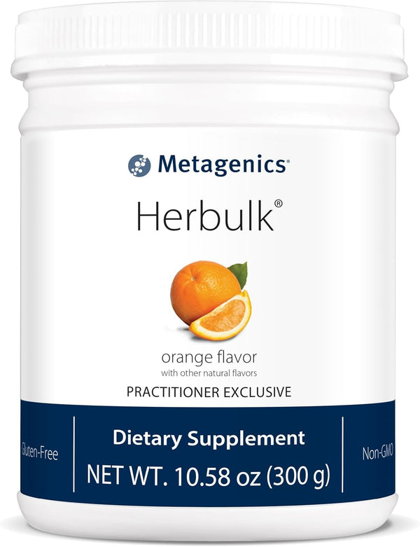 Metagenics Herbulk Powder - 7 Grams Dietary Fiber Supplement for Intestinal Health, Non-GMO, Orange Flavor