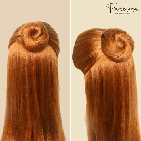 Parcelona Large 3 1/2" Brown Tortoise Shell Wavy Crink U Shaped Chignon Hair Pins Set of 3 Made in France for Women and