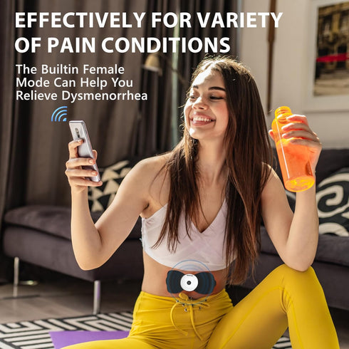 Wireless TENS & EMS Unit Back Pain Relief Massager - APP Controlled Bluetooth Muscle Stimulator for Back, Shoulder,