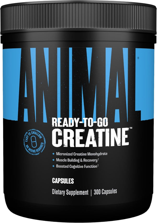 Animal Micronized Creatine Monohydrate Capsules - 300 Caps, 2500mg per Serving for Muscle Growth and Strength
