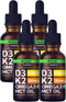 (4 Pack) Organic Vitamin D3 K2 Drops w MCT Oil Omega 3, 5000 IU, Maximum Strength Liquid for Immune Support
