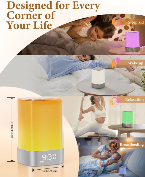 WamGra 32 Sound Machine White Noise Machine with Soothing Sounds, Bluetooth Speaker Alarm Clocks for Bedrooms with Wake