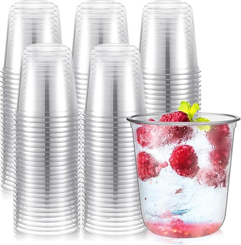 Ziliny Disposable Stemless Glasses 12oz Crystal Plastic Wine Glasses Clear Classic Pet