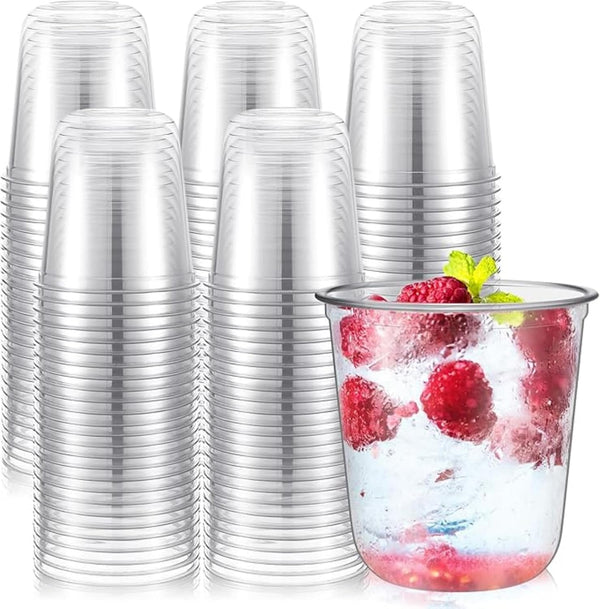 Ziliny Disposable Stemless Glasses 12oz Crystal Plastic Wine Glasses Clear Classic Pet