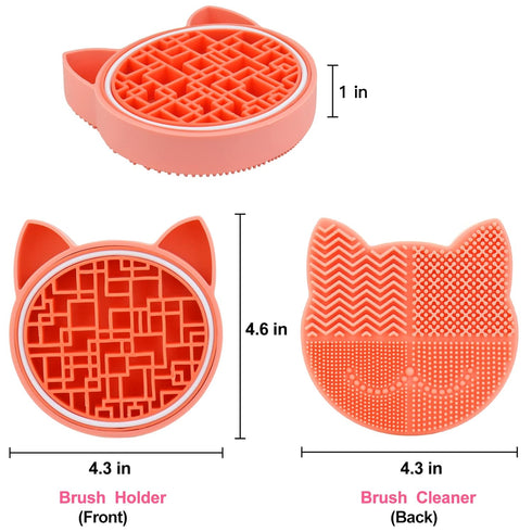 Makeup Brush Cleaning Mat with Drying Holder for Sink, Christmas Silicone Washing Cosmetic Brush Cleaner Pad