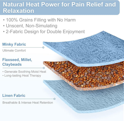 SuzziPad Microwave Heating Pad, 6.5x12” Reusable Moist for Cramps, Joint Pain Relief, Sore Muscle, Heat Pad (Blue)