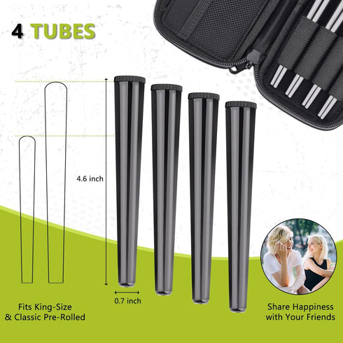 OZCHIN Smell Proof Bag with 4 Tubes, Odor Proof Carbon Lined Pipe Pouch, King Size Medicine Locking Storage Container