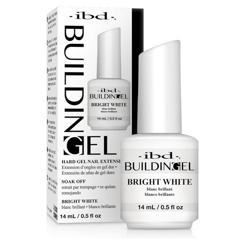 IBD Builder Gel, Bright White Hard Gel for Nail Extensions, 0.5 oz, Made in USA