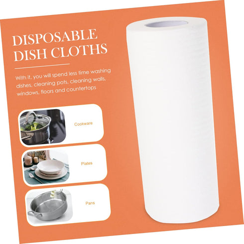 Healeved 3 Rolls Kitchen Cleaning Paper Towels - Non-Woven White Dish Cloths, Fiber Dishwashing Cleaning Pads