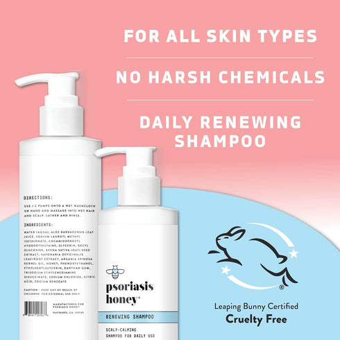 Renewing Shampoo for Itchy & Dry Scalp Treatment, Psoriasis Shampoo with Argan Oil for Women & Men (8oz)
