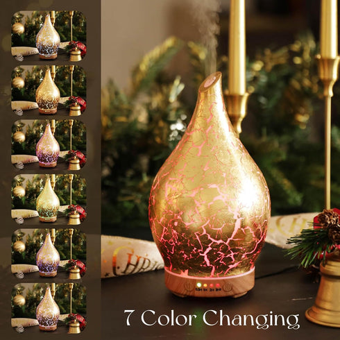 Setting, 150ml 6H Porseme Essential Oil Diffuser Glass Aromatherapy Ultrasonic Humidifier, Air Refresh Auto Shut-Off