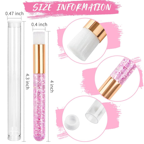 TUZAZO 40 Pieces Pink Lash Shampoo Brushes Set, 20pcs Glitter Crystal Cleanser Brush with Travel Tube
