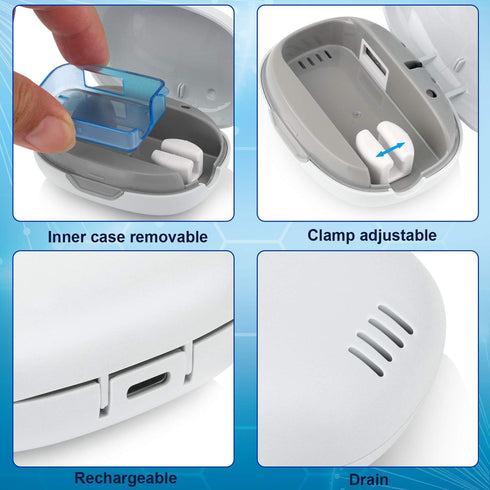 NewWay Mini Toothbrush Sanitizer Cover, Rechargeable Travel Toothbrush Case with Holder for Home and Travel
