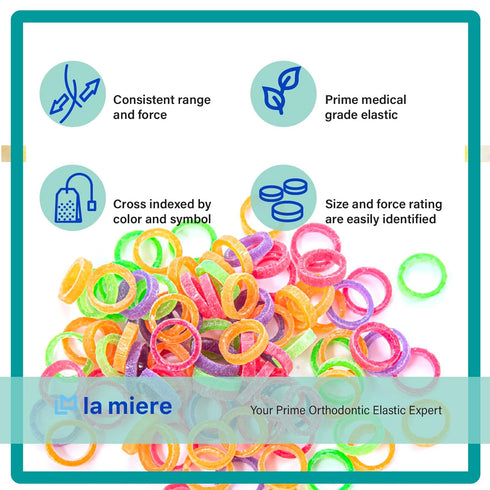 Neon non-Latex 3 Packs 300 counts 5/16inch Heavy Intraoral Elastic Bands, Orthodontic Dental Rubber Bands Made in US