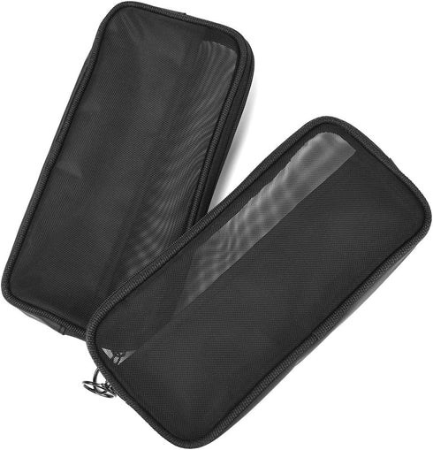Mesh Travel Toiletry Bag - Transparent Standing Pouch, Portable Organizer, Pack of 2 (Size M), Black