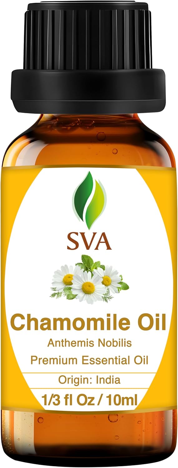 SVA Chamomile Essential Oil – 1/3 Fl Oz, 100% Natural for Diffuser, Hair Care, Face, Skin Care, Aromatherapy