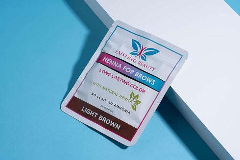 Light Brown Eyebrow Henna Tint Kit, Professional Brow Dye with Instructions and Mixing Bowl, 3x 1g Packets