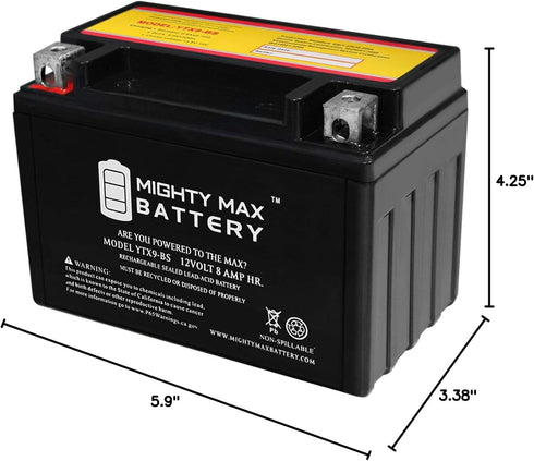 Mighty Max Battery YTX9-BS YTX9, GTX9-12B, ES-TX9 SLA Replacement Battery