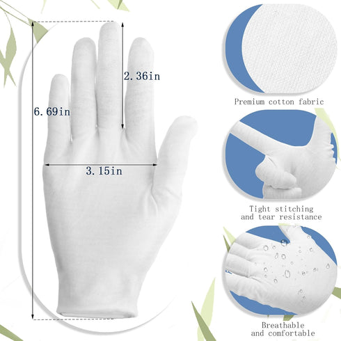 24 Pairs Eczema Gloves for Kids, Moisturizing Cotton Gloves, Washable and Reusable for Overnight Dry Hands