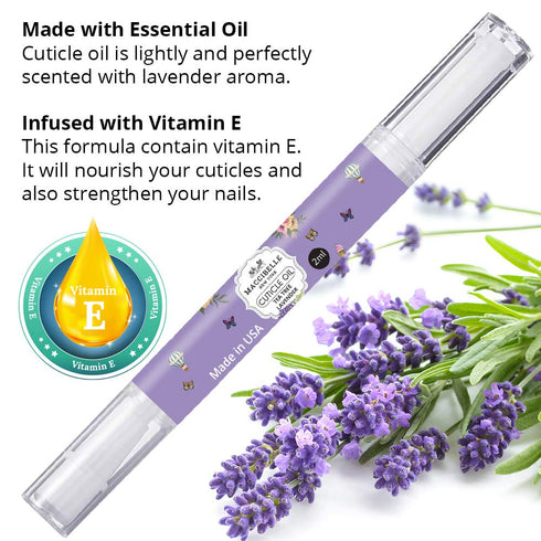 Maccibelle Pure Cuticle & Nail Oil Pen 2ml, Heals Dry Cracked Cuticles (Pomegranate + Lavender)