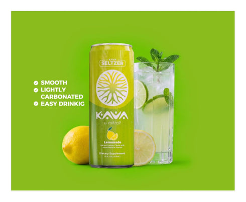 Mitra9 4-Pack 500mg 12 oz | Lemonade Kava Seltzer - Sparkling Relaxation Drink | | Non-Alcoholic Alcohol Alternative |