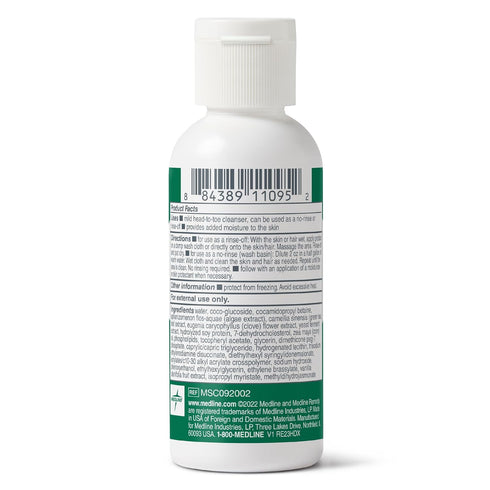 Medline Remedy Clinical Hydrating Shampoo & Body Wash, 2 fl oz, Vanilla Scent, No-Rinse Cleanser for Adults & Kids