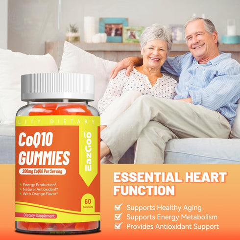 CoQ10 Gummies 200mg - Vegan Supplement for Energy Production, Non-GMO, Gluten Free (60 Gummies)