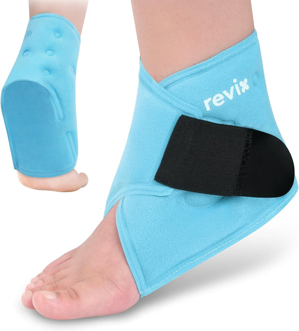 REVIX Ankle Ice Pack Wrap for Plantar Fasciitis & Foot Pain Relief,