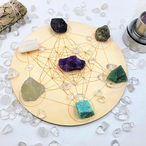 SeeuFun 7Pcs Set Energy Crystals for Money and Success Manifestation Raw Crystals of Selenite,Green
