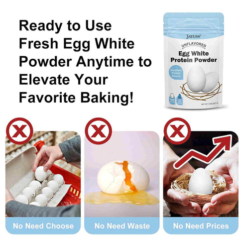 Jayuss 8 Oz (227g) Egg White Protein Powder Unflavored Dried Egg White Powder Pasteurized No Additives Gluten-Free