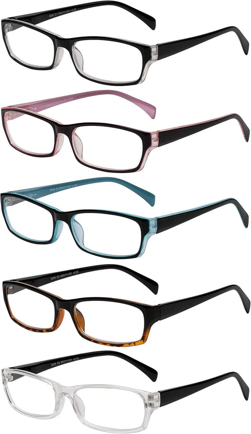 Yogo Vision Reading Glasses 5 Pairs for Women, Fashion Ladies Quality Designed Spring Hinge Readers