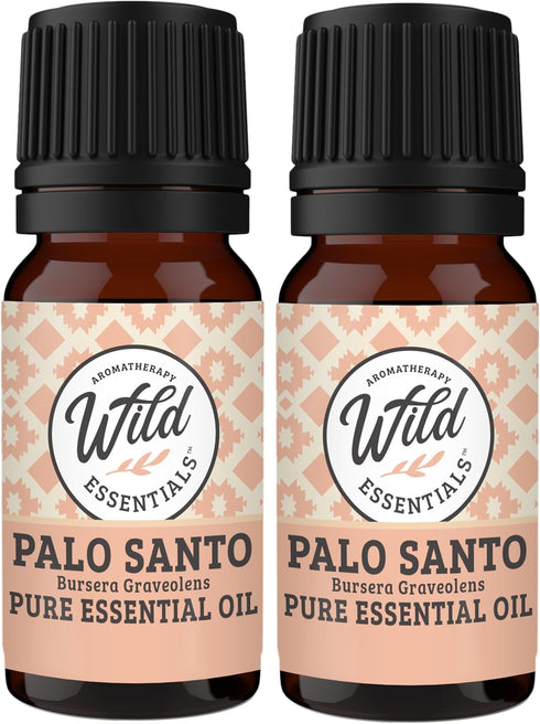 Wild Essentials Palo Santo Essential Oil, 2 Pack of 10ml, 100% Pure, Cleansing and Relaxing Oil, Made in USA