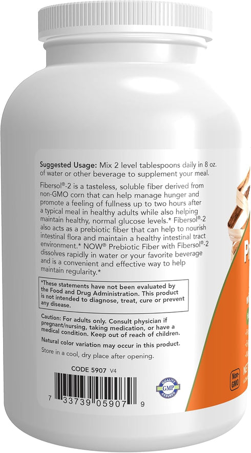 NOW Supplements Prebiotic Fiber Powder, 12-Ounce, Fibersol-2 from Non-GMO Corn