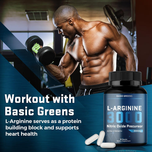 L Arginine 3,150mg (180 Capsules), L-Arginine Supplement for Men and Women with Nitric Oxide Precursor