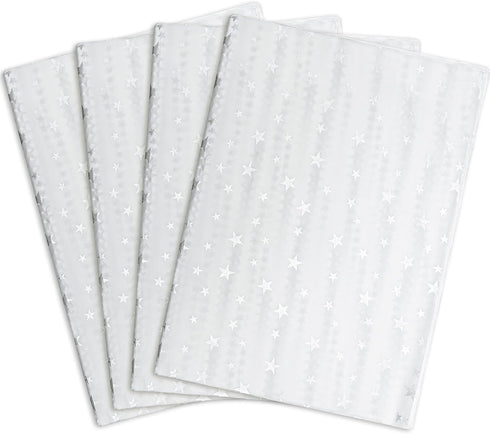 MR FIVE 100 Sheets White with Silver Star Tissue Paper, 20" x 14" for Gift Bags Birthday Holiday Weddings